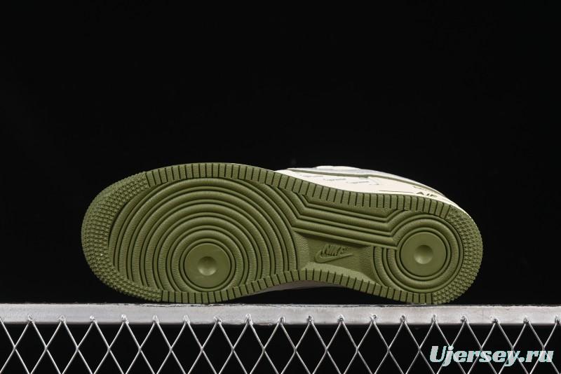 Nike Air Force 1 '07 Low Supreme Collaboration Military Green Multi Swoosh Casual Sneakers - XX3168-148