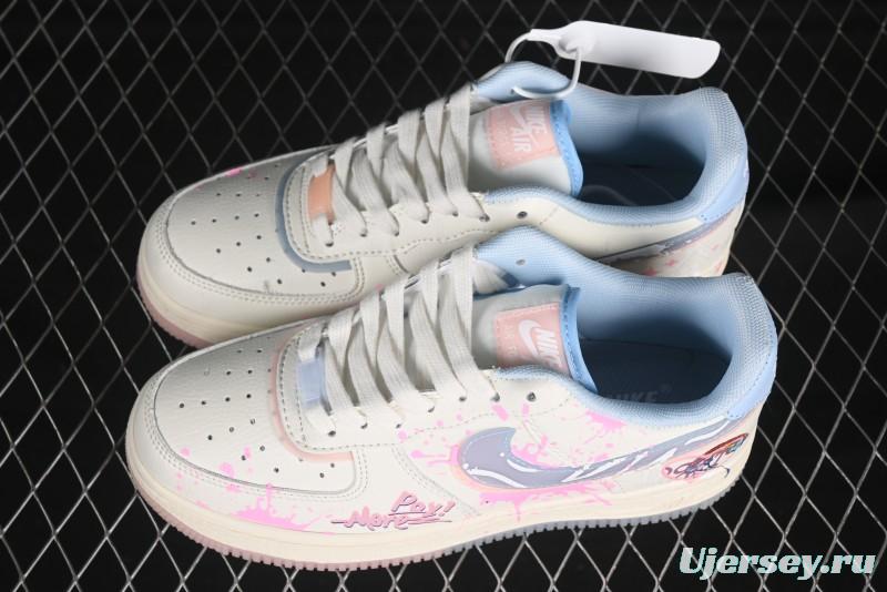 Nike Air Force 1'07 Low Pink and Blue Love Limited Edition Casual Sneakers - CW1574-058