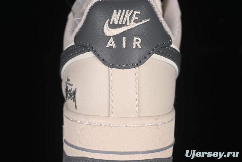 Nike Air Force 1 '07 Low Stussy Collaboration Pig Grey Swoosh Grey Sole Casual Sneakers - XX3168-126
