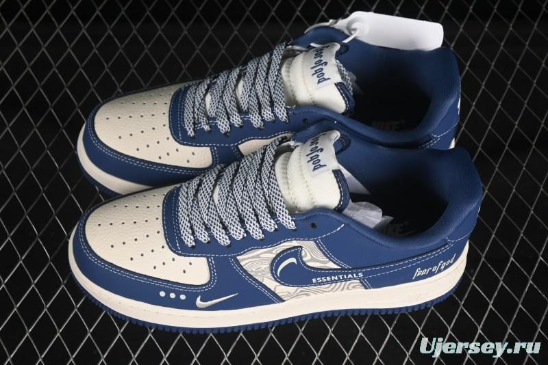 Nike Air Force 1'07 Low FOG Collaboration Beige Blue Ripple Casual Sneakers - KK1988-079