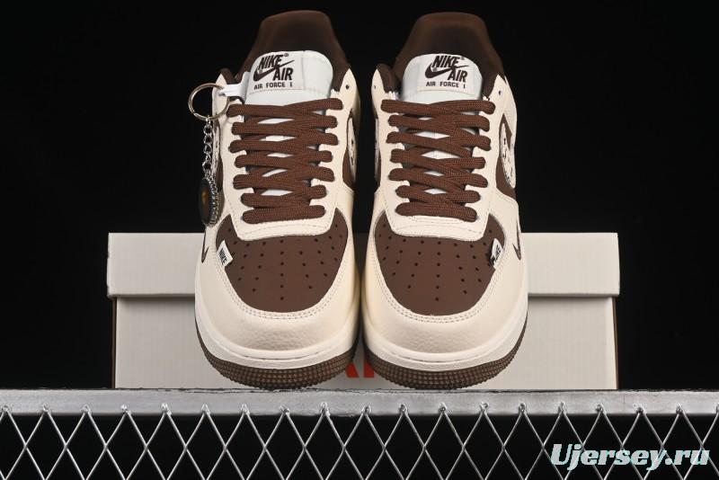 Nike Air Force 1 '07 Low BAPE Collaboration Beige Brown Graffiti Swoosh Casual Sneakers - DF0188-061