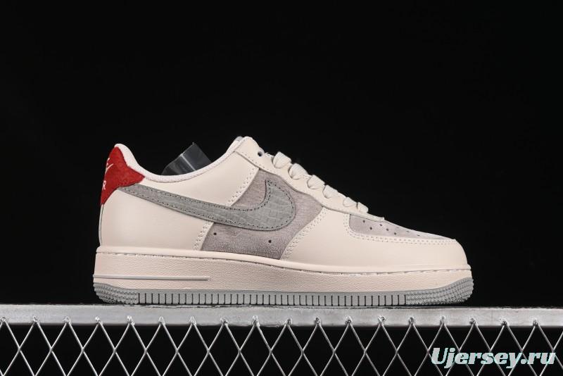 Nike Air Force 1 '07 Low LV Collaboration Beige Grey Snake Swoosh Casual Sneakers - XX3168-130