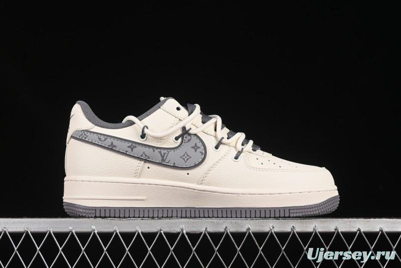 Nike Air Force 1 '07 Low LV Collaboration Grey Swoosh Drawstring Casual Sneakers - DM6868-067