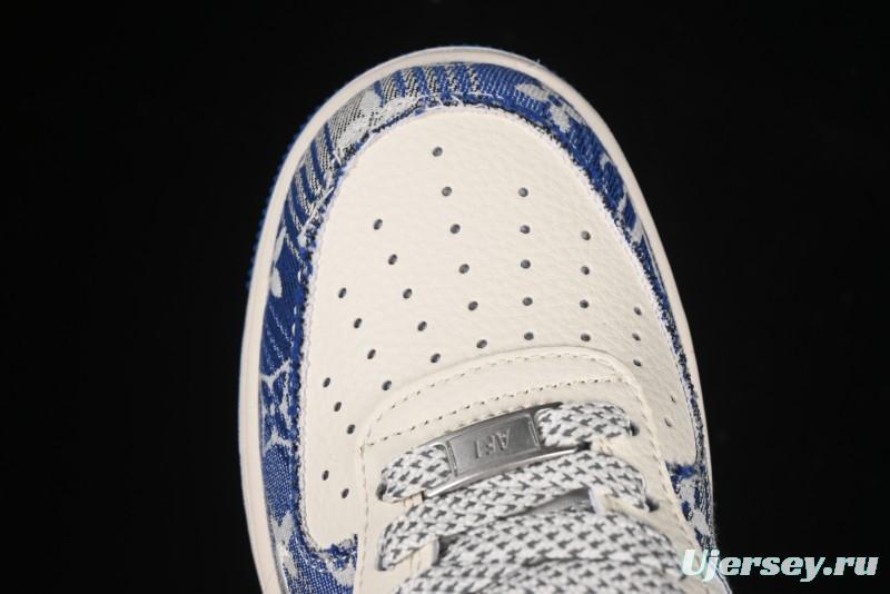 Nike Air Force 1 '07 Low Stussy Collaboration Gradient Denim Casual Sneakers - XS1958-586