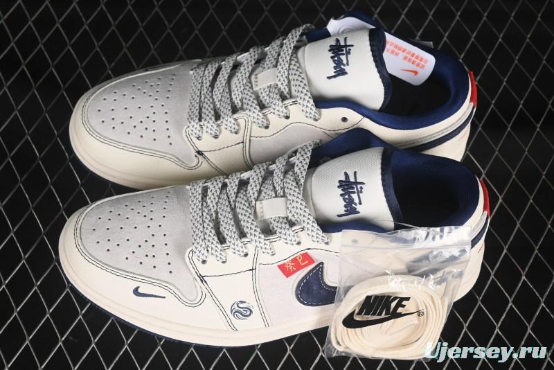 Nike Air Jordan 1 Low AJ1 Year of the Snake Limited Edition Blue Hook Woven Custom High-End Retro Basketball Shoes - YX5066-316