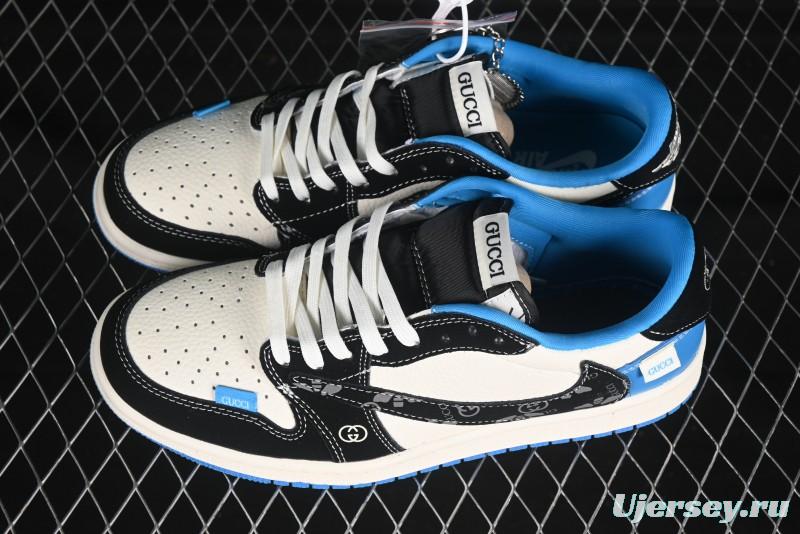 Nike Travis Scott x Fragment Design x Air Jordan 1 Low OG SP AJ1 Collaboration Sneakers in Blue/Black - XS2024-037