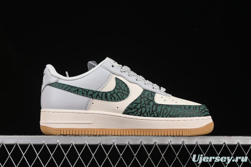 Nike Air Force 1 '07 Low LV Collaboration Green Stone Grain Gum Sole Casual Sneakers - ZH2598-306