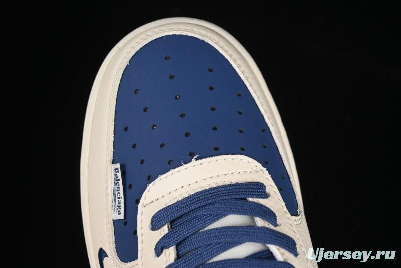 Nike Air Force 1'07 Low Balenciaga Collaboration Blue Woven Label Low-Top Casual Sneakers - DF0188-062