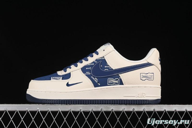 Nike Air Force 1'07 Low Balenciaga Collaboration Blue Woven Label Low-Top Casual Sneakers - DF0188-062