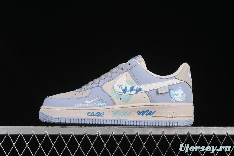 Nike Air Force 1'07 Low "Blue Star Love" 520 Series Limited Edition Casual Sneakers - DB3301-991