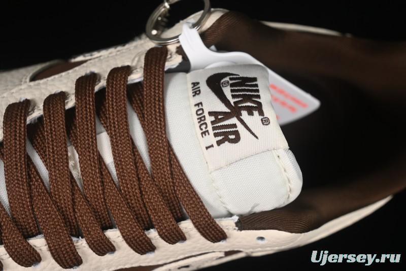 Nike Air Force 1 '07 Low BAPE Collaboration Beige Brown Graffiti Swoosh Casual Sneakers - DF0188-061