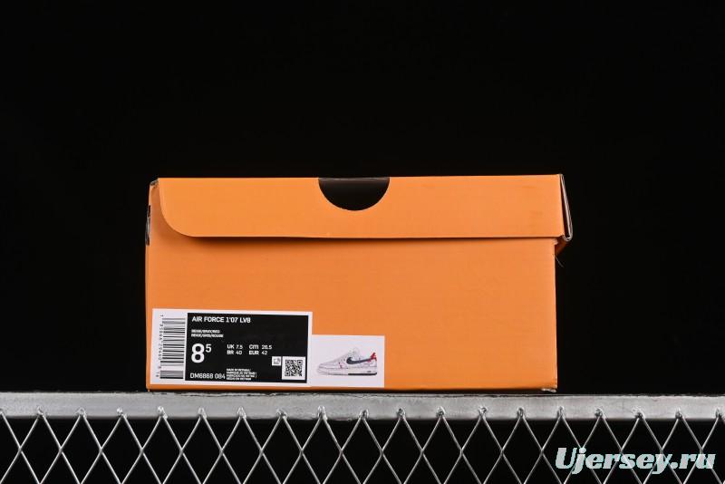 Nike Air Force 1 '07 Low LV Collaboration Two-Tone Red Heel Drawstring Casual Sneakers - DM6868-084