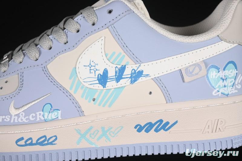 Nike Air Force 1'07 Low "Blue Star Love" 520 Series Limited Edition Casual Sneakers - DB3301-991