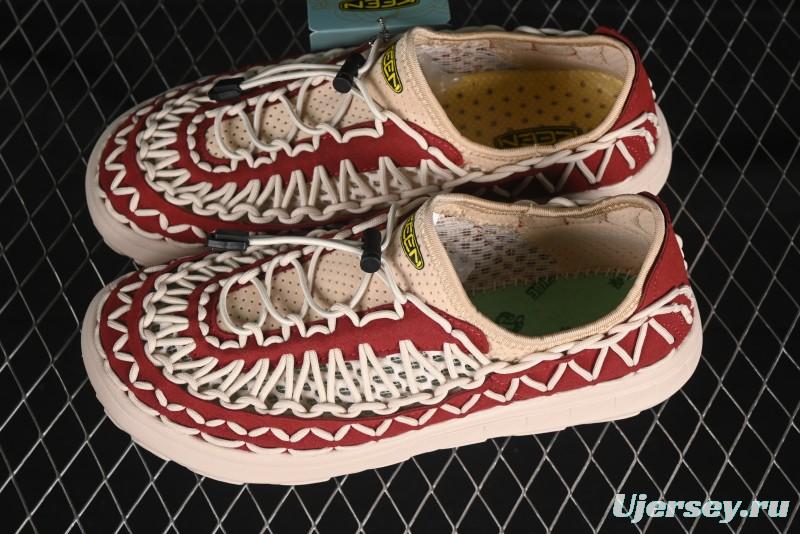 Keen Uneek Flat-M Woven Elastic Strap Outdoor Water Sports Sandals - 1014097 RED