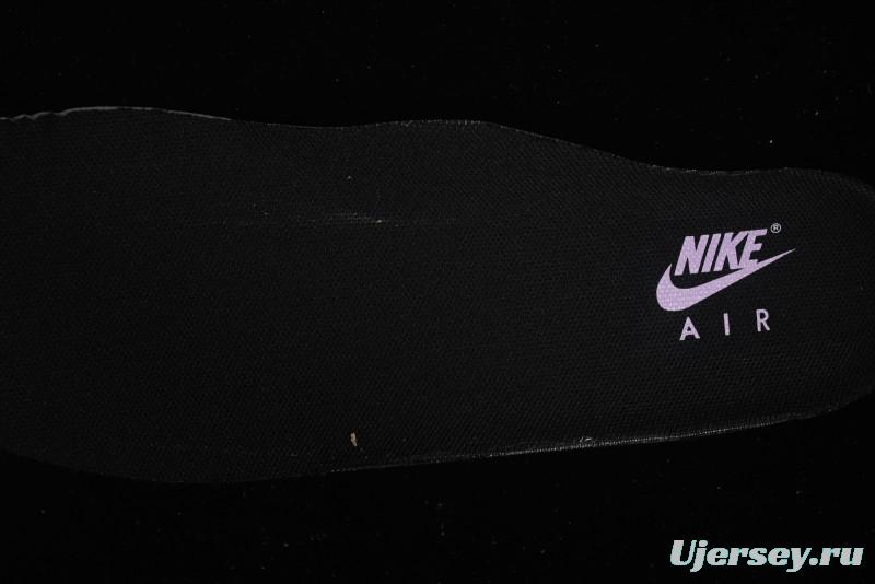 Nike Air Force 1'07 Low Casual Sneakers in Black with Purple Swoosh - HQ2037-001