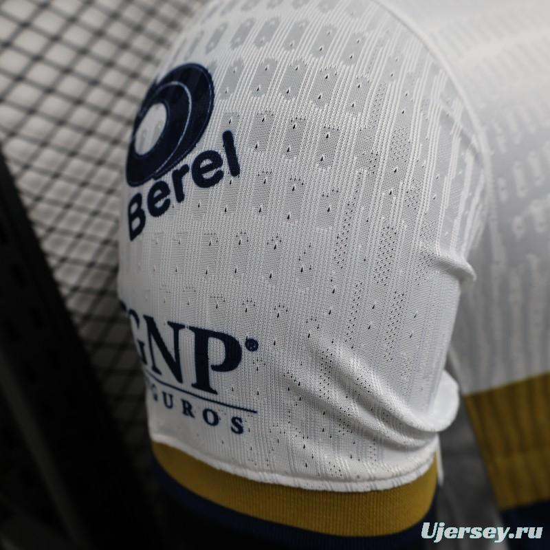 Player Version 25/26 Club America Away White with Navy and Gold Eagle Crest Jersey