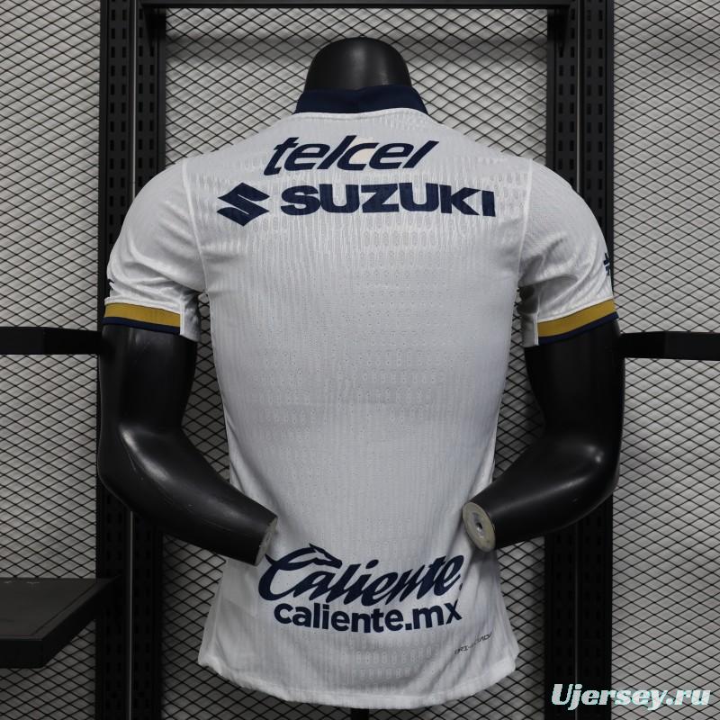 Player Version 25/26 Club America Away White with Navy and Gold Eagle Crest Jersey