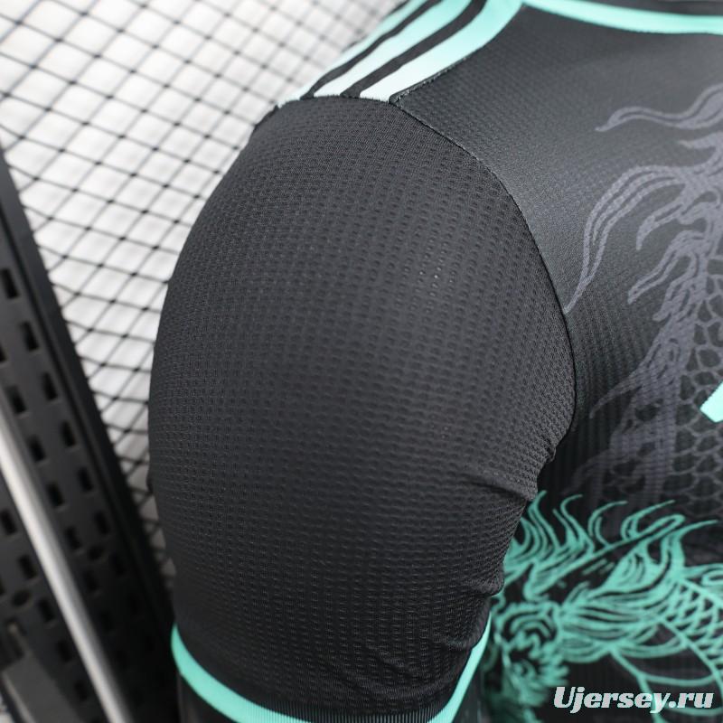 Player Version 2025 Algeria Black with Mint Green Dragon Pattern Jersey