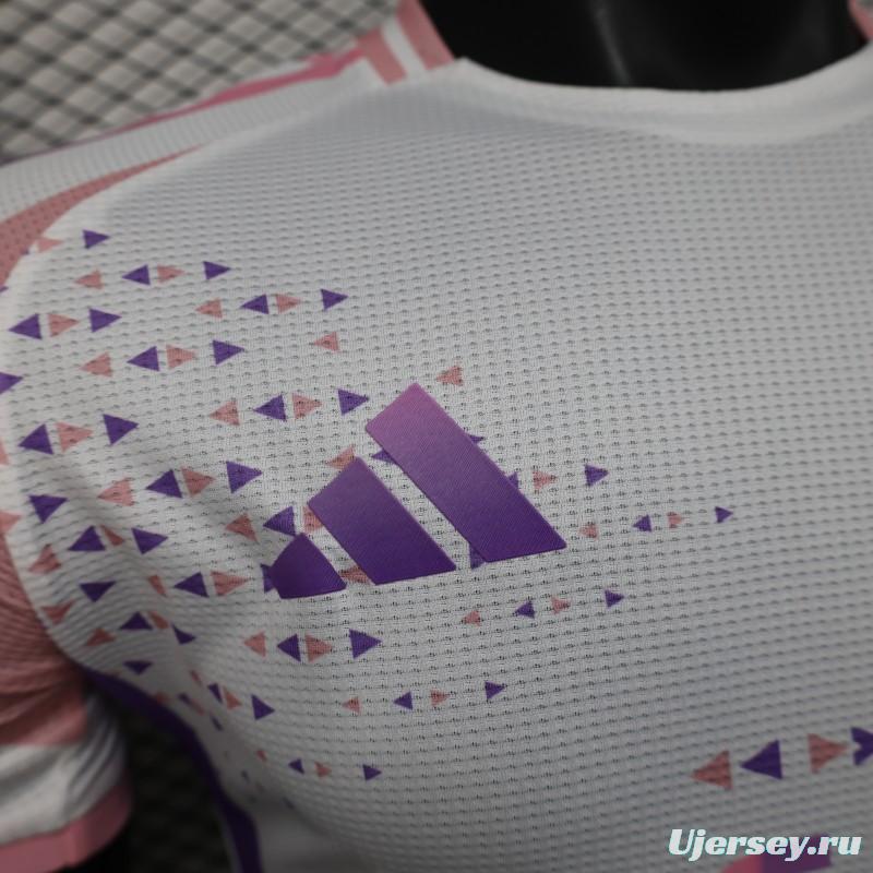 Player Version 2025 Algeria White-Pink with Geometric Pattern Jersey