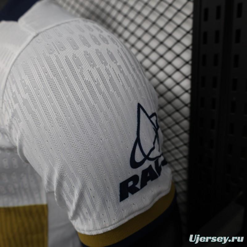 Player Version 25/26 Club America Away White with Navy and Gold Eagle Crest Jersey