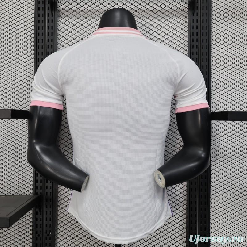 Player Version 2025 Algeria White-Pink with Geometric Pattern Jersey