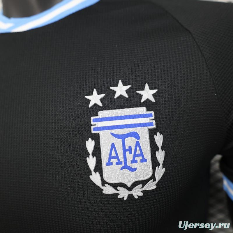 Player Version 2025 Argentina Black with Sky Blue Trim Jersey