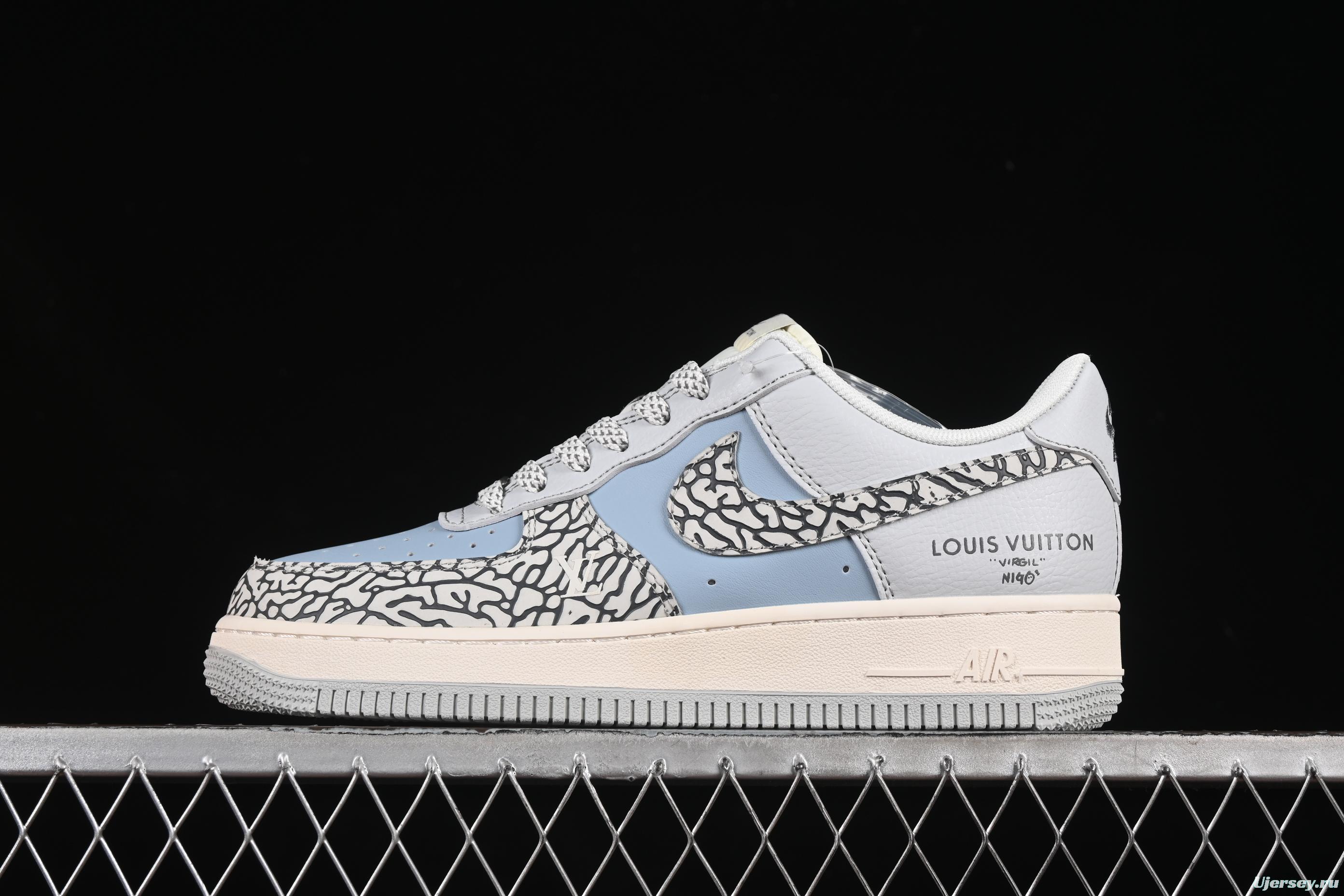 Nike Air Force 1'07 Low LV Collaboration Grey Blue Stone Texture Casual Sneakers - ZH2598-307