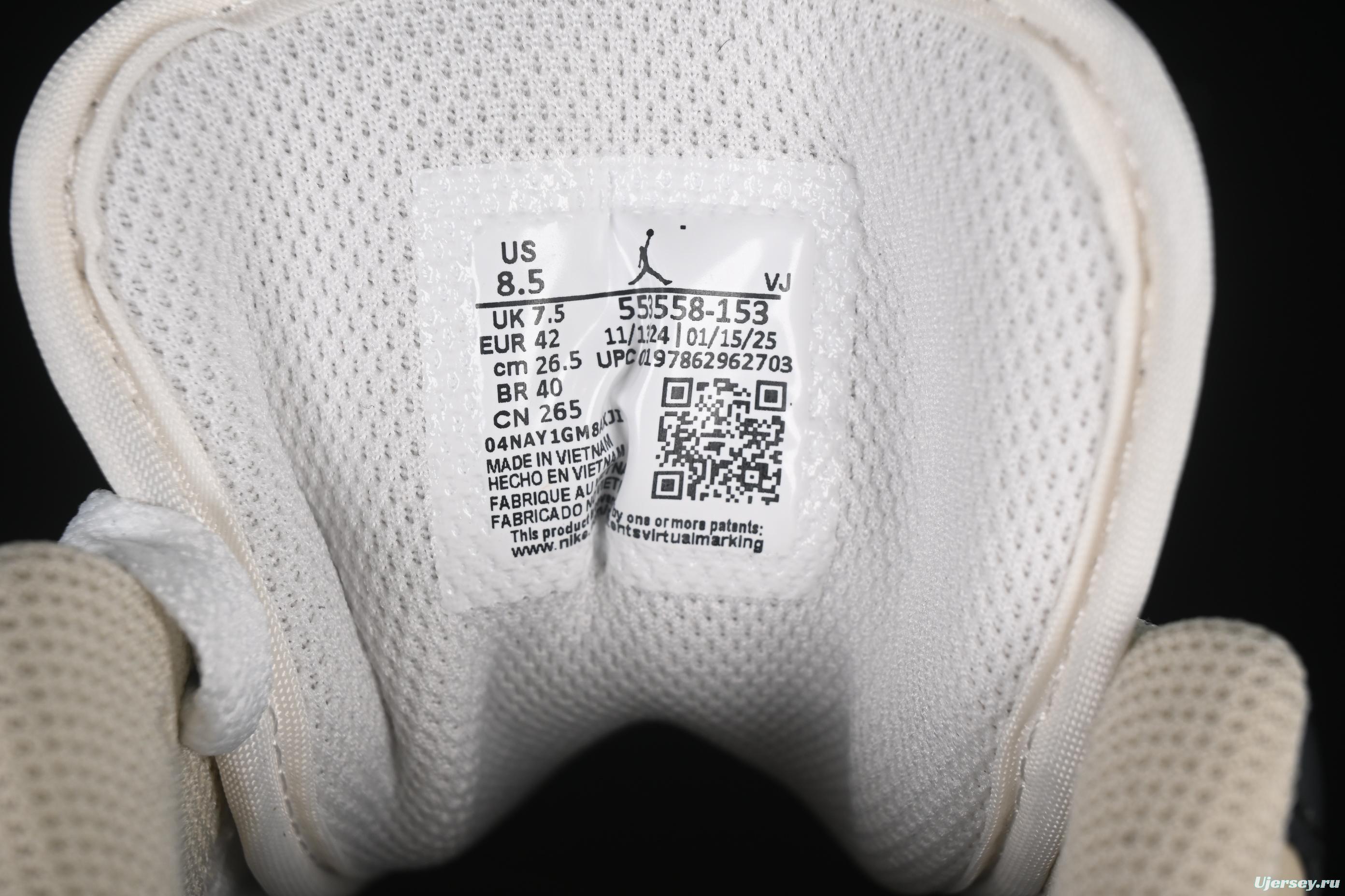 Nike Air Jordan 1 Low Retro Casual Sneakers in Cream White - 553558-153