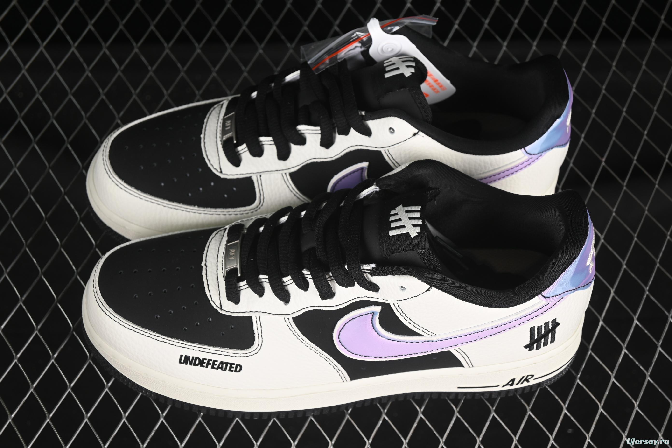 Nike Air Force 1'07 Low UN Collaboration Casual Sneakers in Black White Purple - SC9207-528