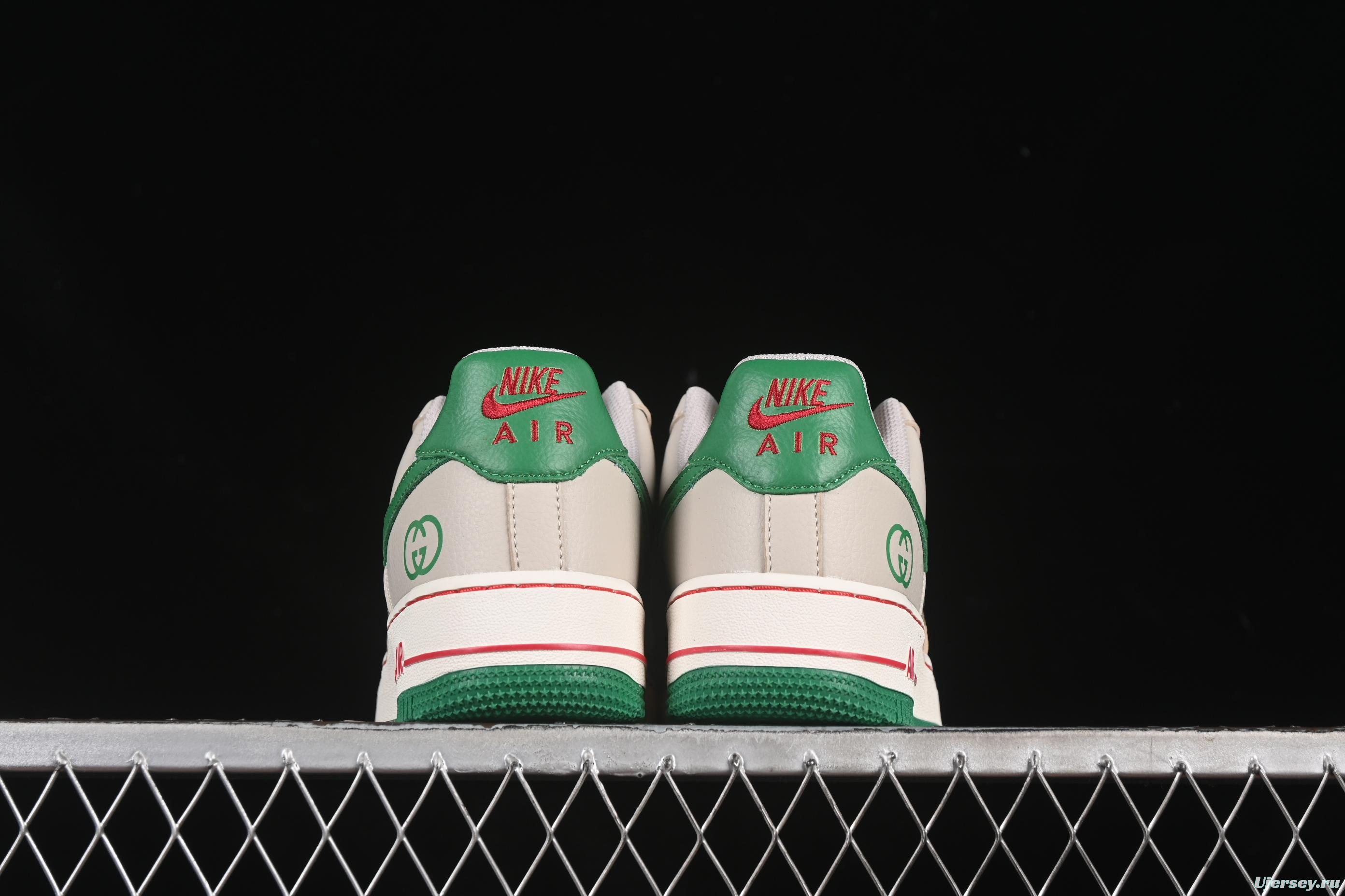 Nike Air Force 1 '07 Low Gucci Collaboration Grey Brown with Green Swoosh Casual Sneakers - LW9279-003