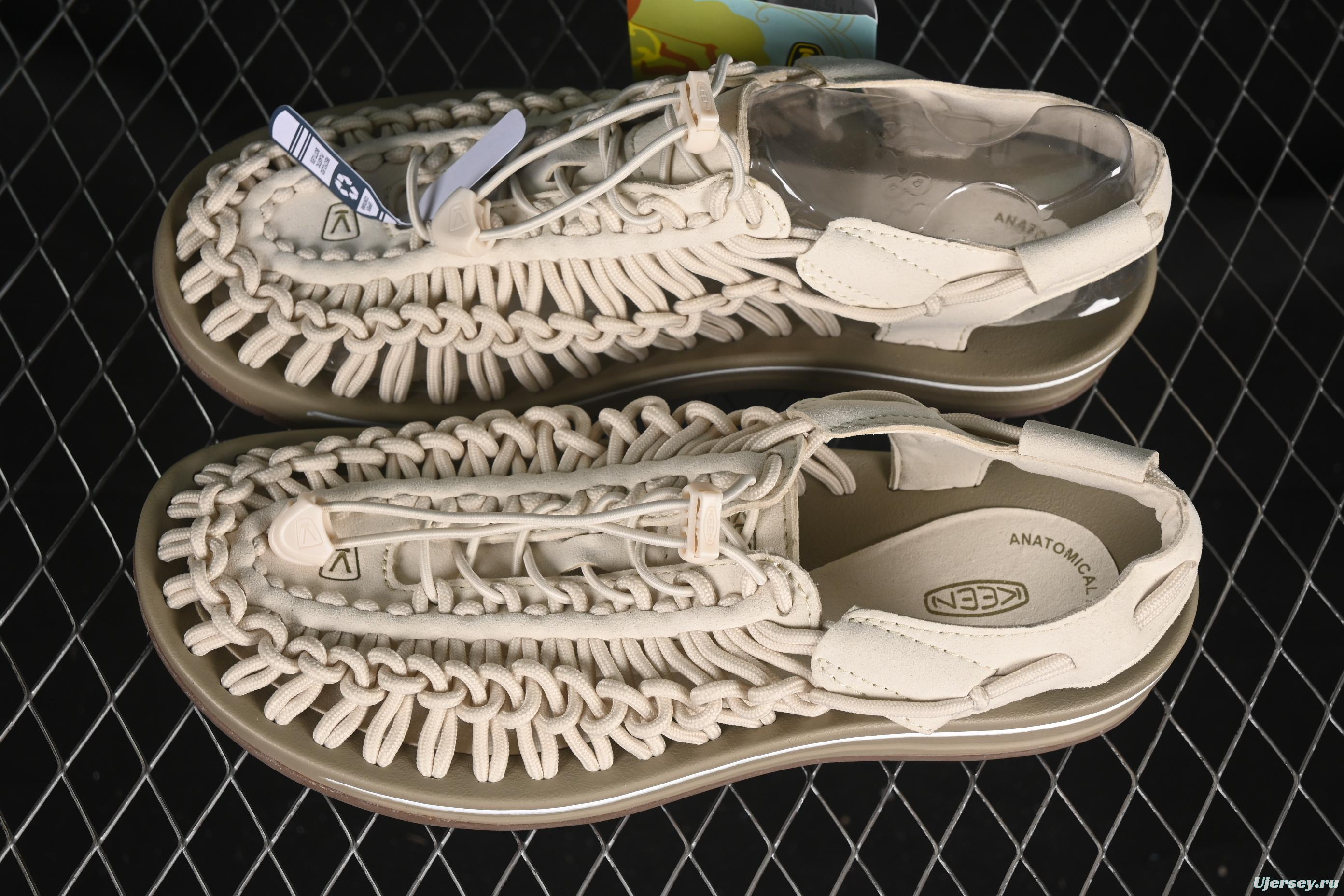 Keen Uneek Flat-M Woven Stretch Outdoor Water Sports Sandals - 1025169 WHITE CAP
