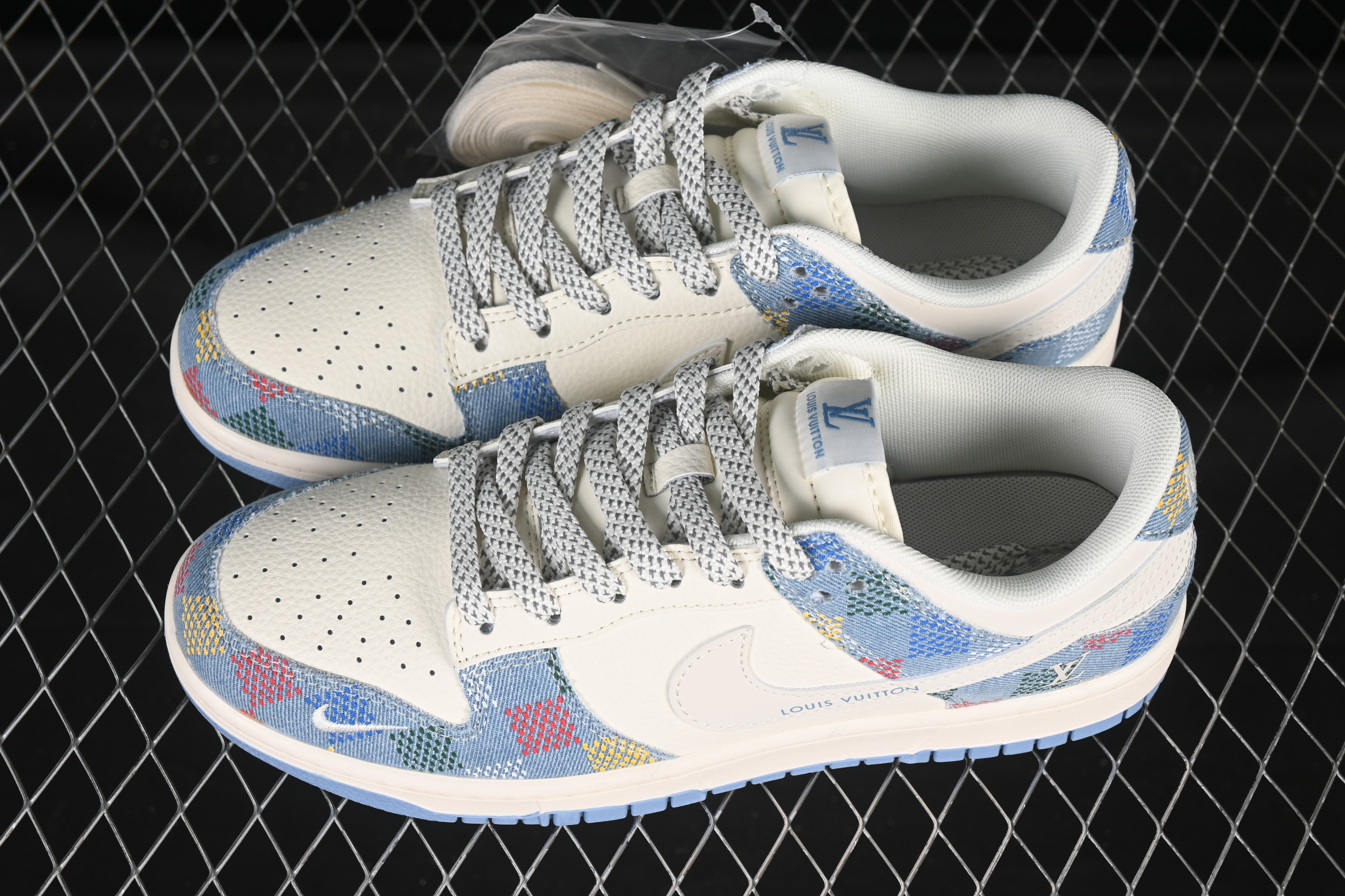 Nike SB Dunk Low LV Collaboration Colorful White Swoosh Anniversary High-End Custom Low-Top Casual Skate Shoes - FC1688-231