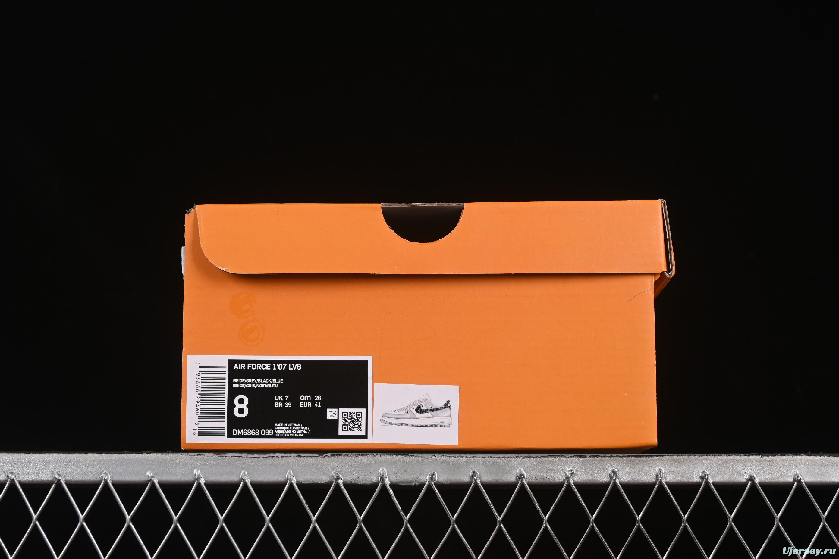 Nike Air Force 1'07 Low LV Collaboration Grey Blue Canvas Lace-Up Casual Sneakers - DM6868-099