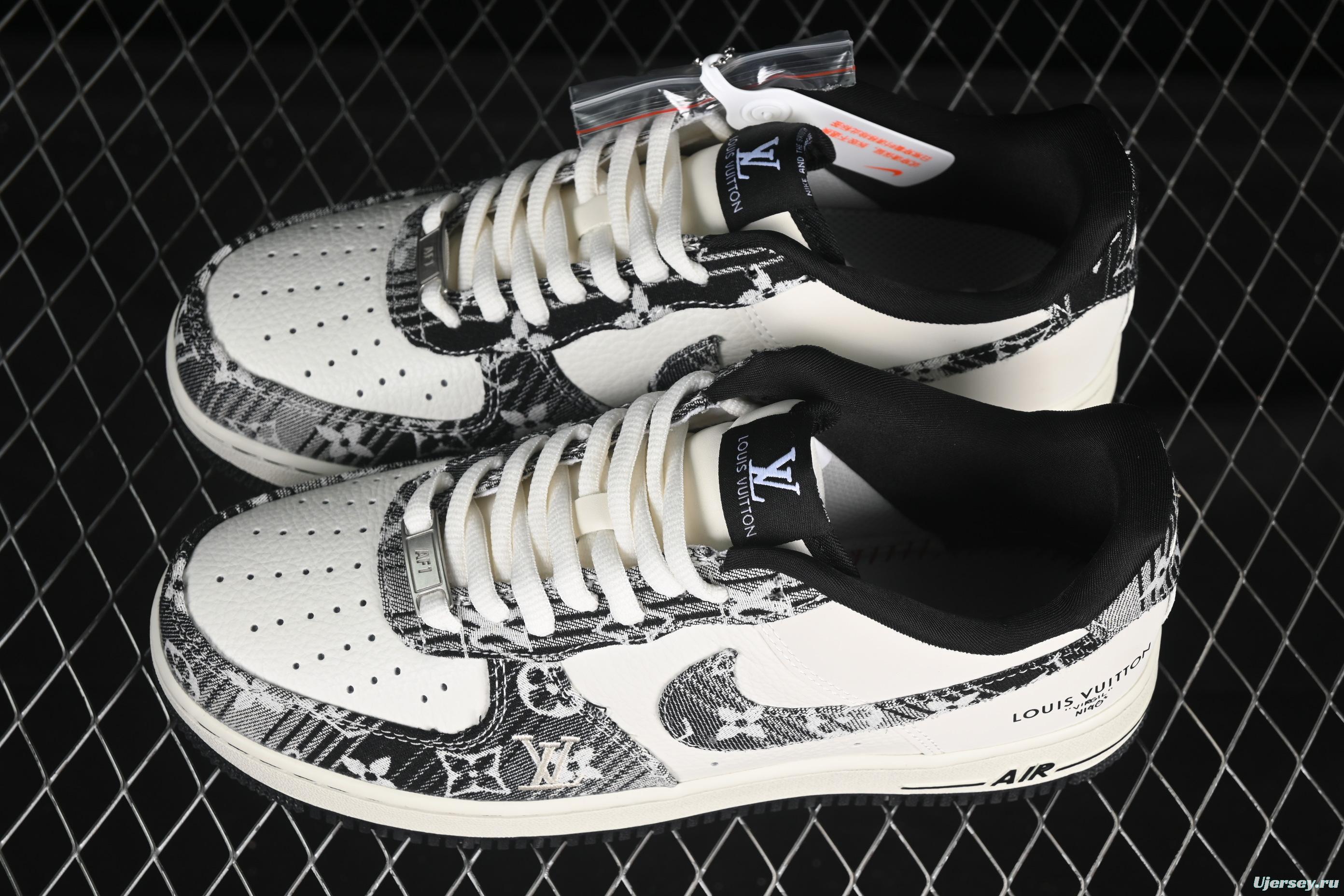 Nike Air Force 1 '07 Low LV Collaboration Grey Black Denim Casual Sneakers - SC9207-539