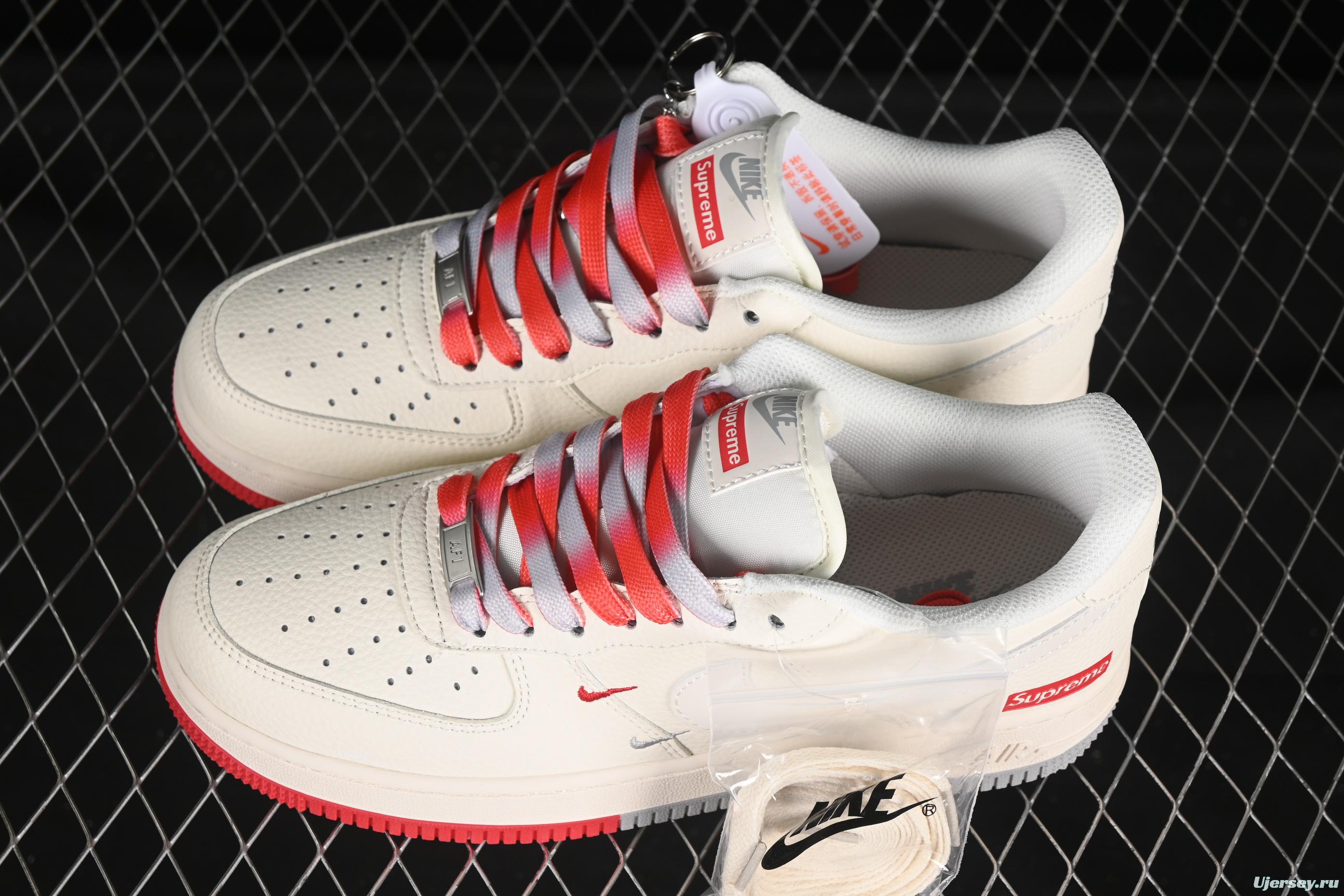 Nike Air Force 1 '07 Low Supreme Collaboration Two-Tone Red Grey Casual Sneakers - XX3168-157