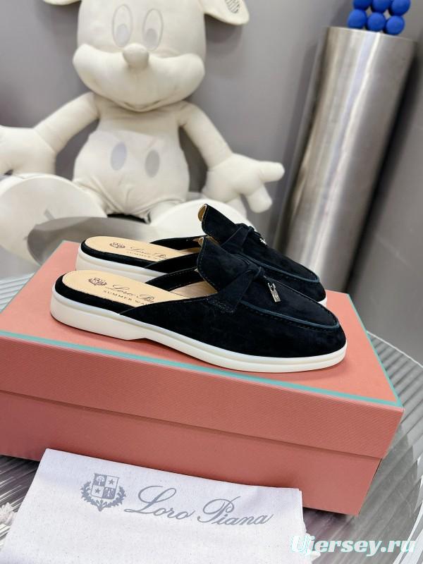 2024 Slippers LP Black Suede Loafers