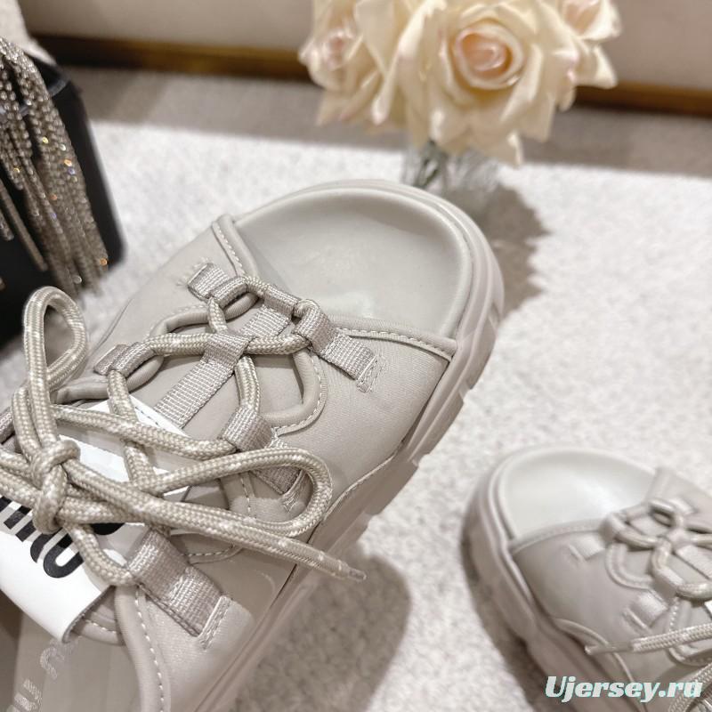 2025 Women Miu Miu White Lycra Sandals LY00280