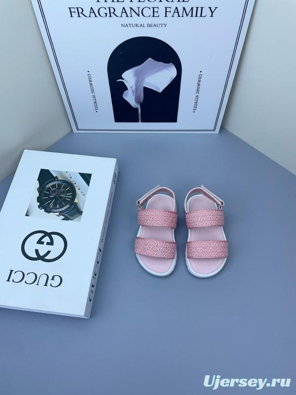 2025 Kids Gucci Black Pink Fabric Sandals