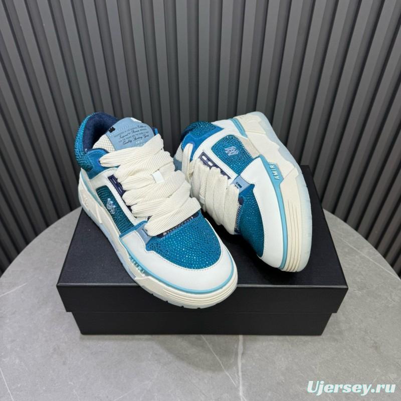 2024 Unisex Amiri Blue White Leather Mesh Sneakers MJ00410