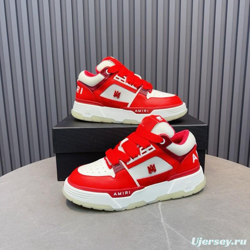 2024 Unisex Amiri埃米尔 Red White Leather Mesh Sneakers MJ00360