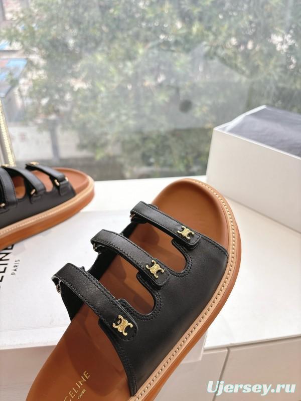 2025 CELINE Black Leather Slippers