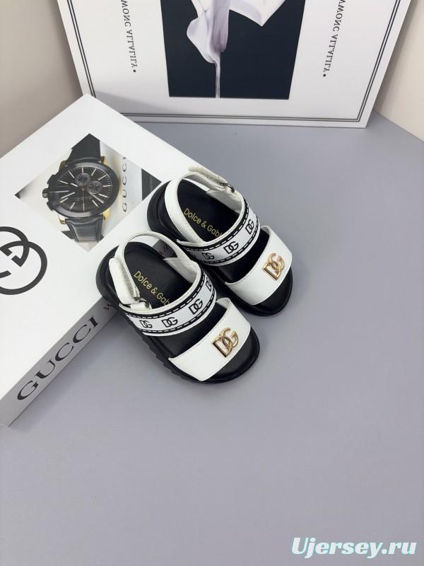 2025 Kids Dolce & Gabbana Black White Leather Sandals
