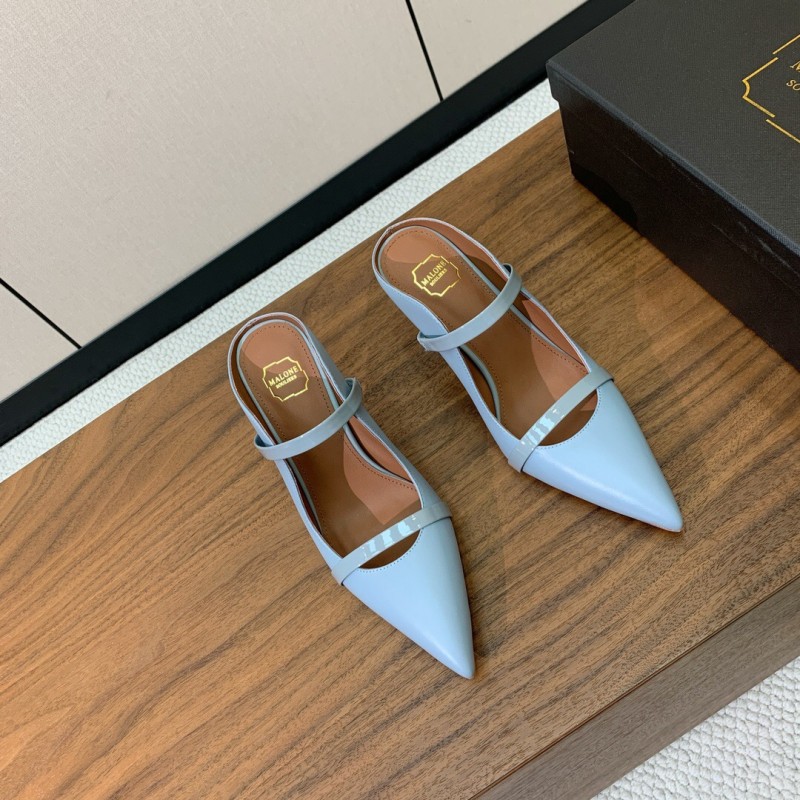 2025 Women Malone Souliers Blue Leather Heeled Mules