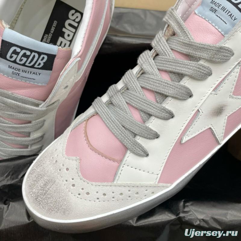2024 Women GGDB Pink White Leather High Top Sneakers MJ00300