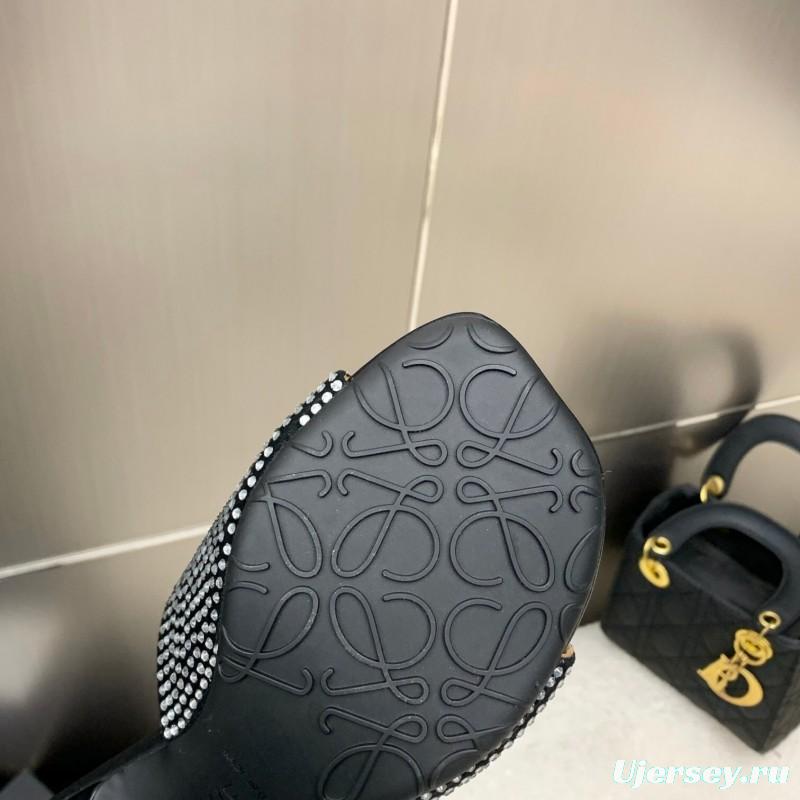 2025 Women Loewe Black Leather Heels LY00240