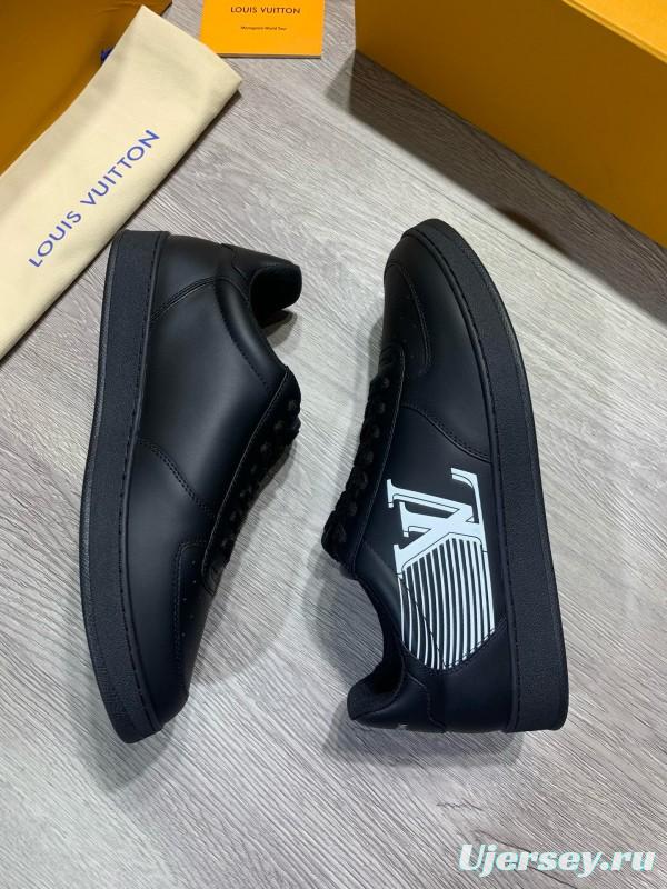 2024 Unisex Louis Vuitton Black Leather Sneakers High Frequency Brand Totem MJ00380