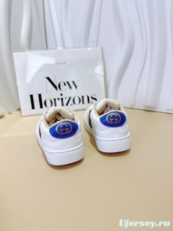 2024 Kids GUCCI White Green Red Leather Sneakers