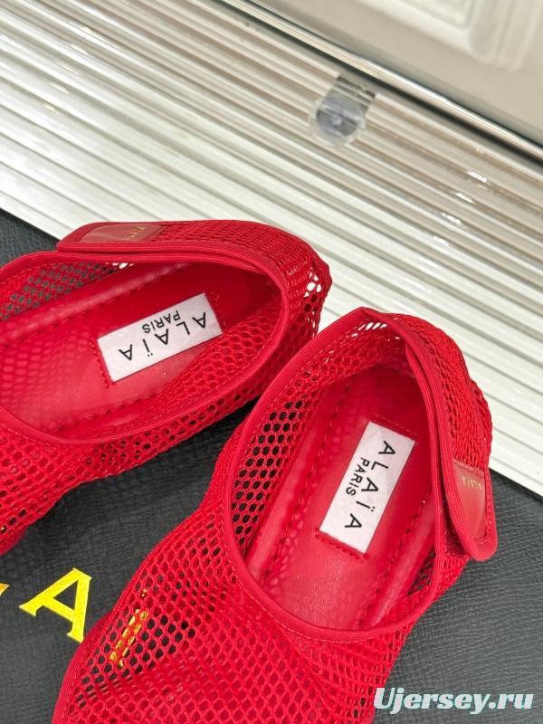 2025 Women YSL Red Mesh Sandals
