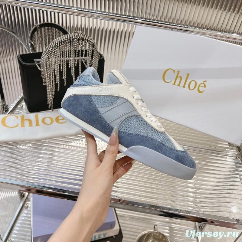 2025 Women Chloé Blue White Suede Leather Casual Sneakers LY00280