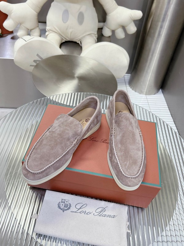 2025 Unisex Philipp Plein Taupe Calf Suede Loafers Soft Latex Sole LY00260